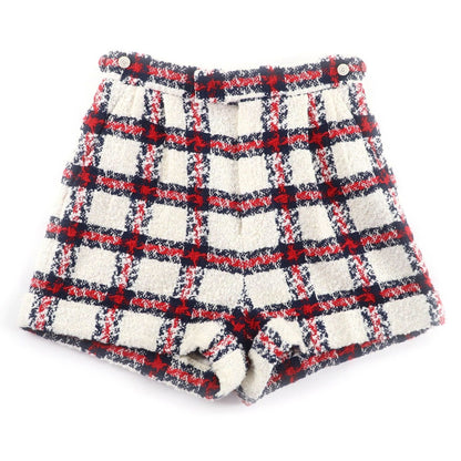 Gucci Wool Blend Logo Button Plaid Shorts