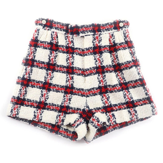 Gucci Wool Blend Logo Button Plaid Shorts