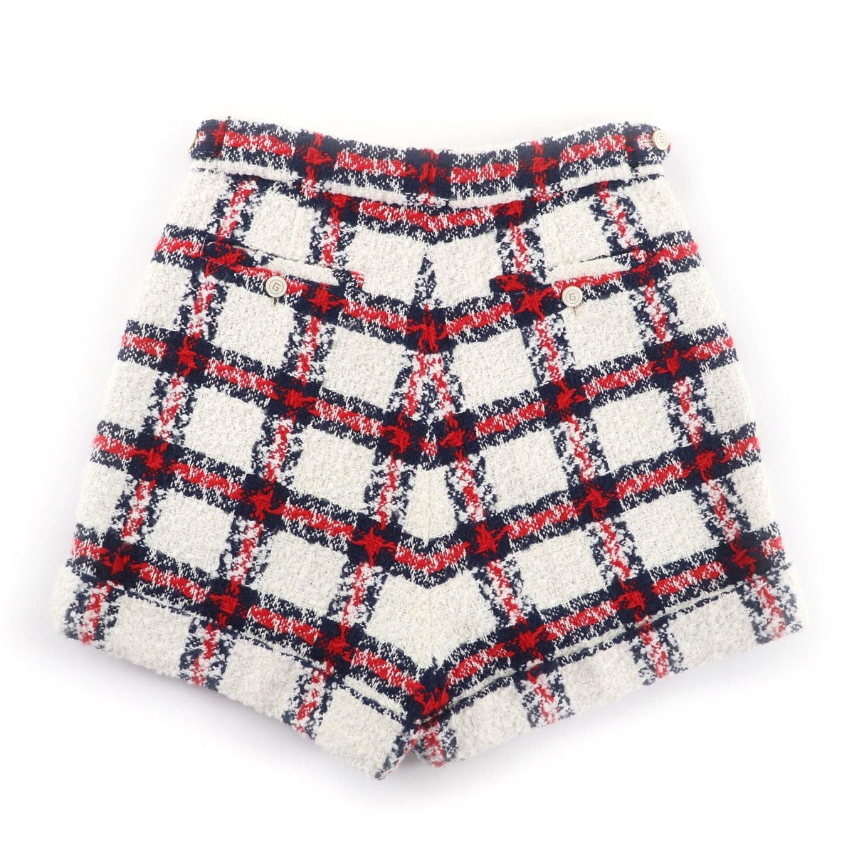 Gucci Wool Blend Logo Button Plaid Shorts — view 2