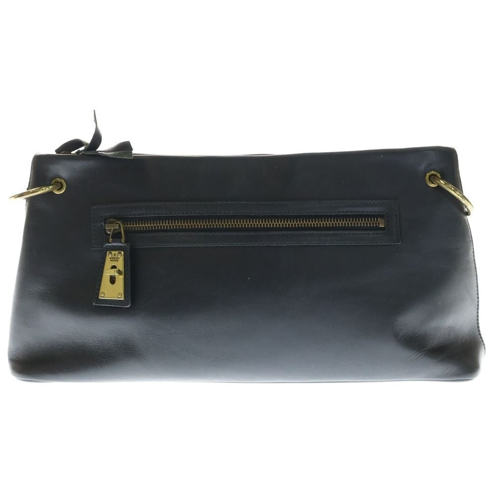 Gucci Shoulder Handbag Black Leather Gold