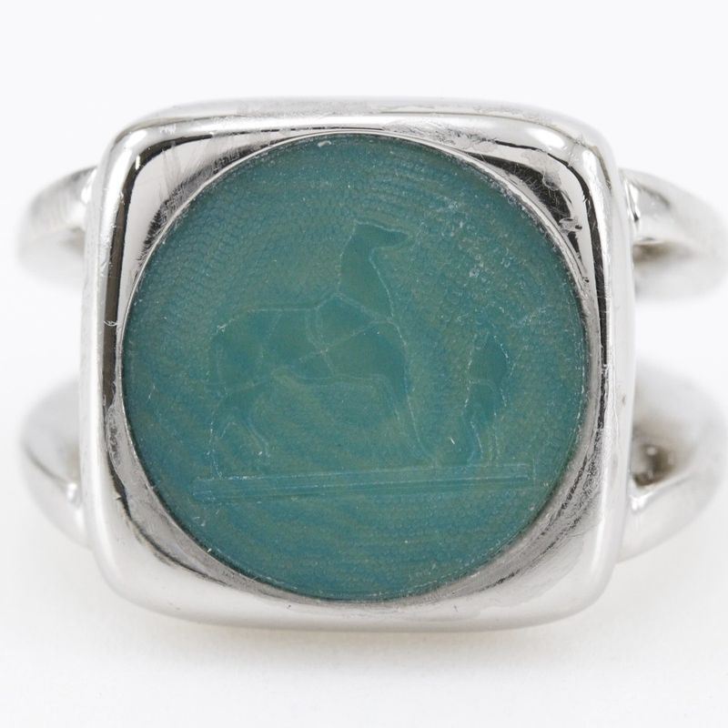 Hermes Corozo Metal Size 10.5 Silver Ladies 10.1g Ring