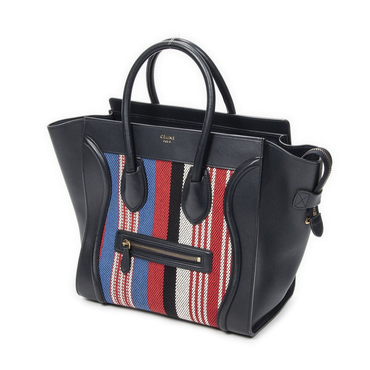 Celine Mini Luggage Navy Red White Calfskin Leather — view 2