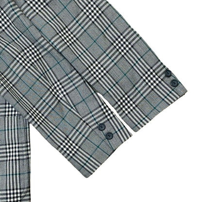 Dior Christian Check Pattern Wool Polyester Tailored Jacket M Black White — view 4