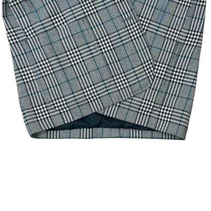Dior Christian Check Pattern Wool Polyester Tailored Jacket M Black White — view 5