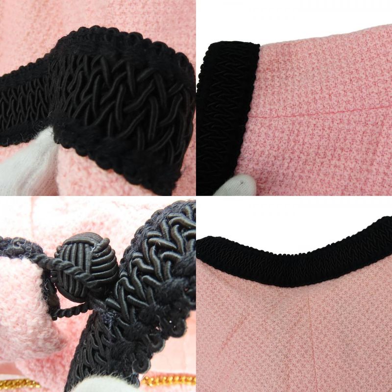 Chanel Setup 36 Wool Silk Pink Black Bicolor Coco Button Apparel Women Ladies