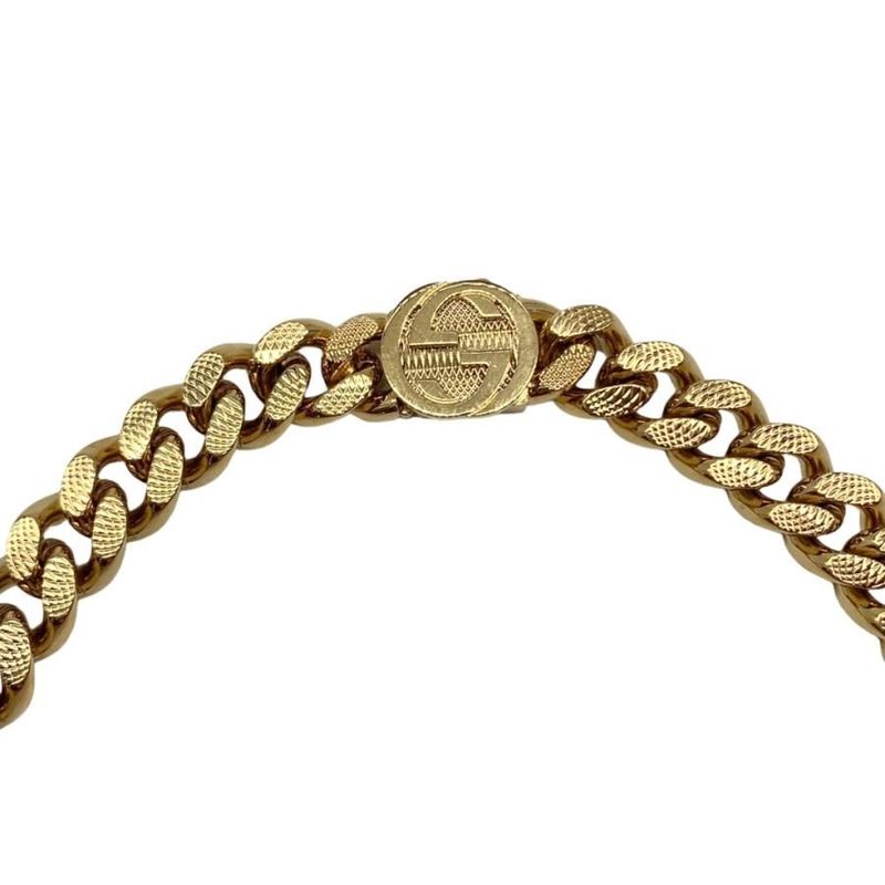 1291 Gucci 675766 GP Interlocking G Kihira Necklace Gold Used Excellent