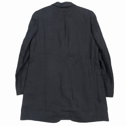 Chanel Coco Button 96p Linen Tailored Jacket Peaked Lapel Size M Ladies Black