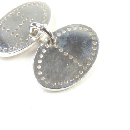 Hermes Eclipse Evelyn Ag925 H Logo Motif Perforated Oval Pendant Top Silver