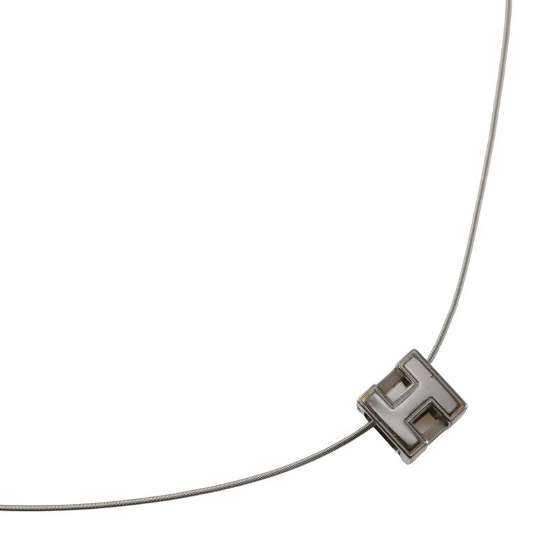 Hermes Caged Ash H Cube Metal Silver Ladies 8.2g Necklace