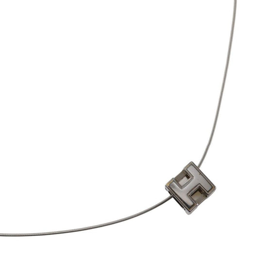 Hermes Caged Ash H Cube Metal Silver Ladies 8.2g Necklace