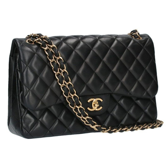 Chanel Deca Matelasse 30 Double Flap Lamb Skin Chain Shoulder Bag Women