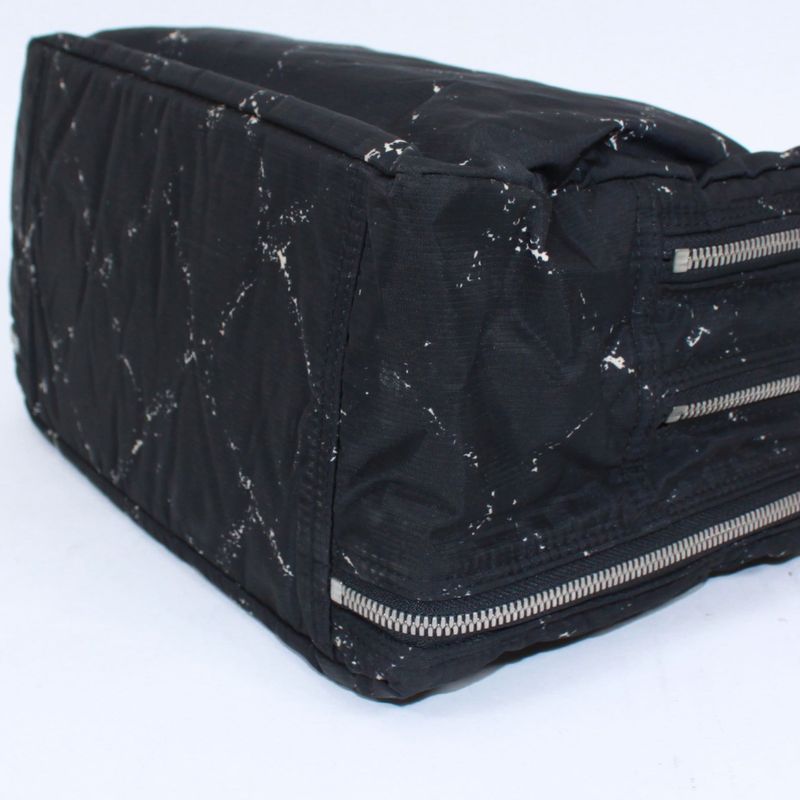 Chanel New Travel Line Mini Boston Nylon Black Handbag Silver