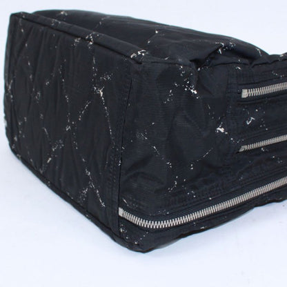 Chanel New Travel Line Mini Boston Nylon Black Handbag Silver