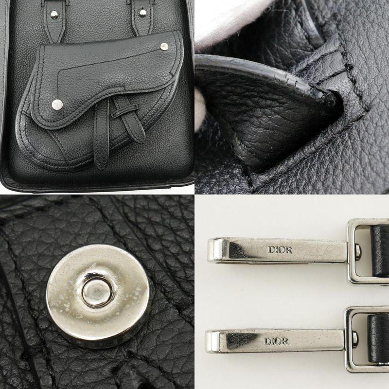 [dior] Christian Dior Saddle Mini Tote 2WAY Shoulder Bag Calf Black Ladies