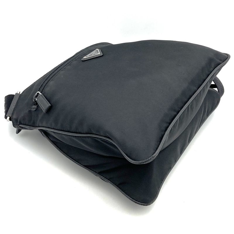 Prada Crossbody Shoulder Bag Black Nylon Women Men Triangle Logo