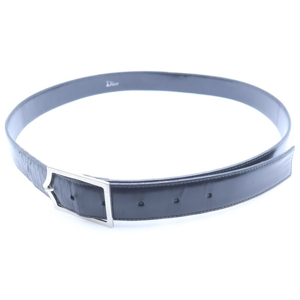 Dior Homme Shiny Metal D Buckle Leather Belt Black