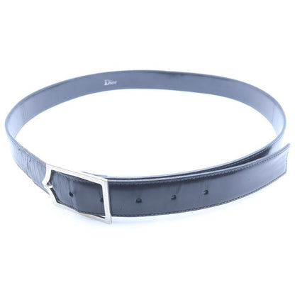 Dior Homme Shiny Metal D Buckle Leather Belt Black