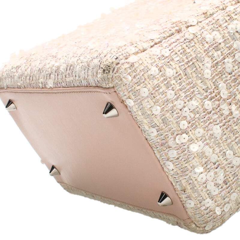 Christian Dior Lady Dior Sequined Tweed Handbag Women's