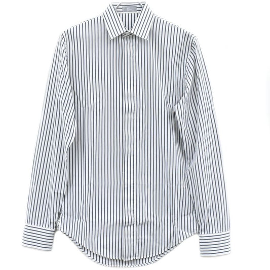 Authentic Dior Striped Shirt Long Sleeve Top 37 White Gray Men's Clothing Used