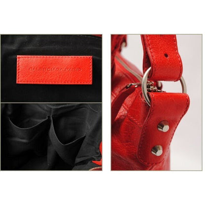 Balenciaga Tote Shoulder Bag Classic Red Silver Hardware D94 J4 — view 4
