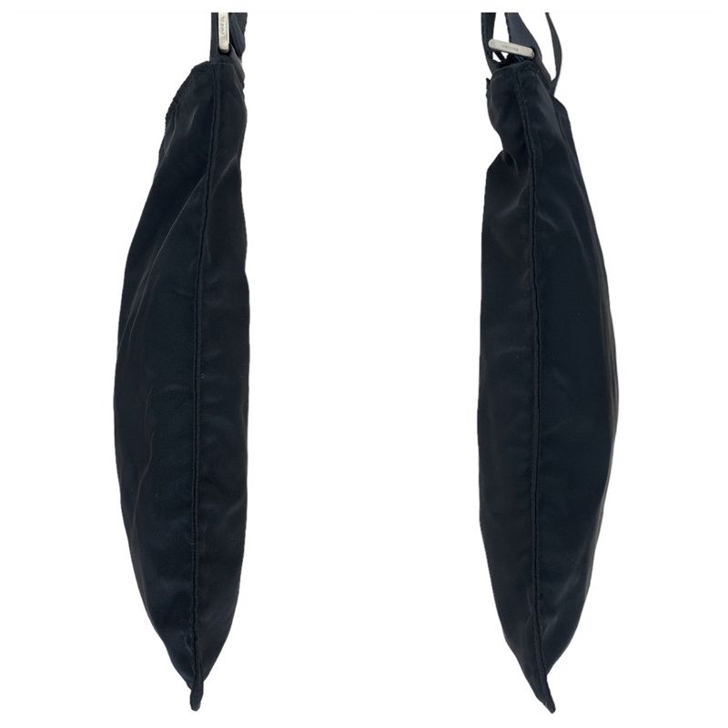 Prada Tessuto Triangle Logo Plate Black Silver Hardware Nylon Crossbody