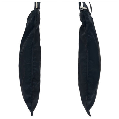 Prada Tessuto Triangle Logo Plate Black Silver Hardware Nylon Crossbody