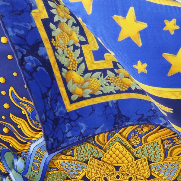 Hermes Carre 90 Carpe DIEM Enjoy Your Day Scarf 100% Silk Blue Sun Blue Hermes