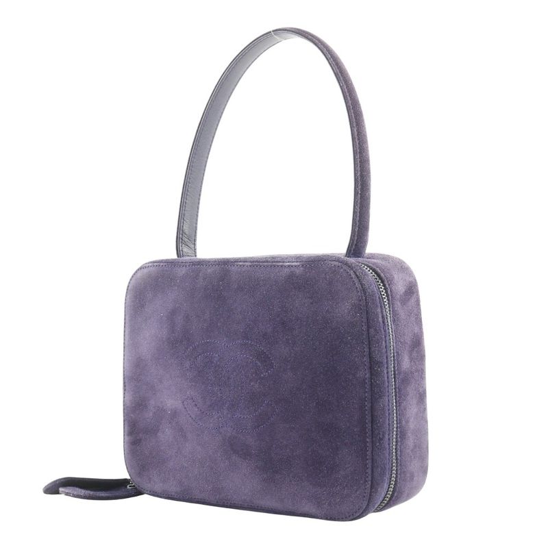 Chanel One Handle Coco Mark Suede Purple Women's Handbag