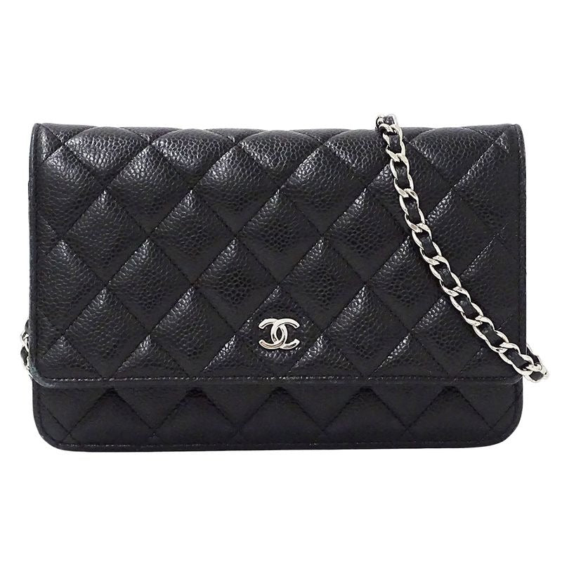 Chanel Wallet Quilted Shoulder Chain Caviar Leather