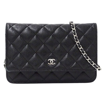 Chanel Wallet Quilted Shoulder Chain Caviar Leather