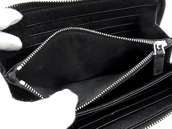 Prada Frankenhart Saffiano Leather Studded Round Zipper Long Wallet