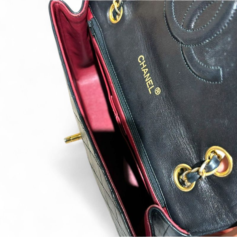 Chanel 2xxxxx 1980's Vintage Lambskin Matelasse Shoulder Bag Women Black -