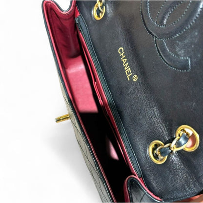 Chanel 2xxxxx 1980's Vintage Lambskin Matelasse Shoulder Bag Women Black -