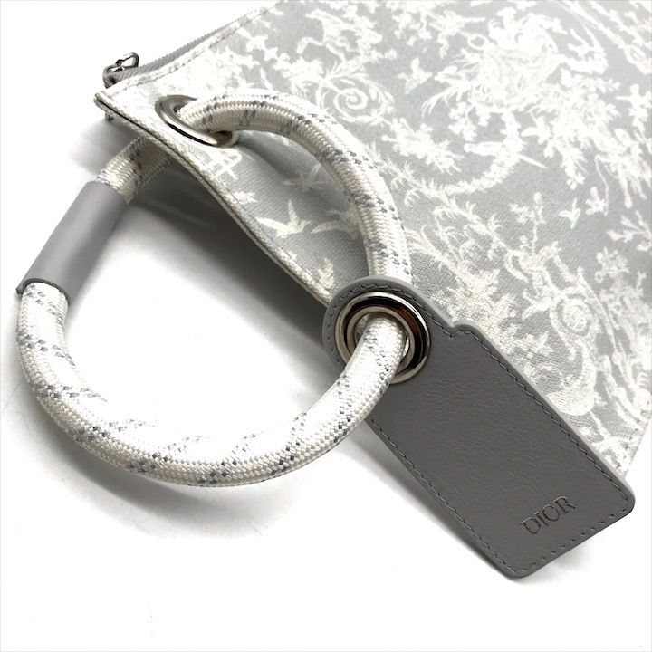 Dior Rope Strap Canvas Clutch Gray