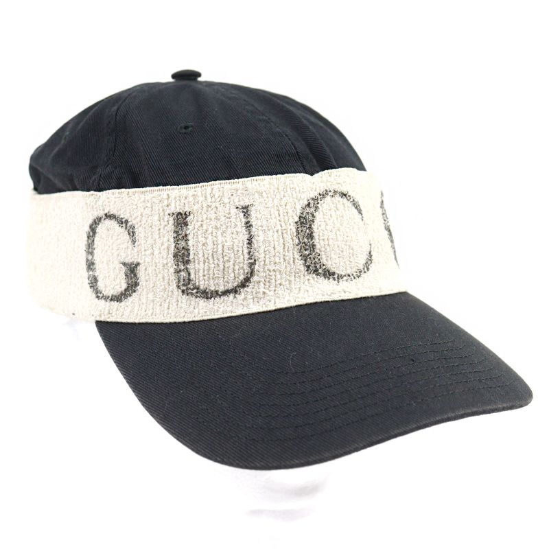 Gucci 492545 100% Cotton Logo-printed Hat With Headband Baseball Cap Black