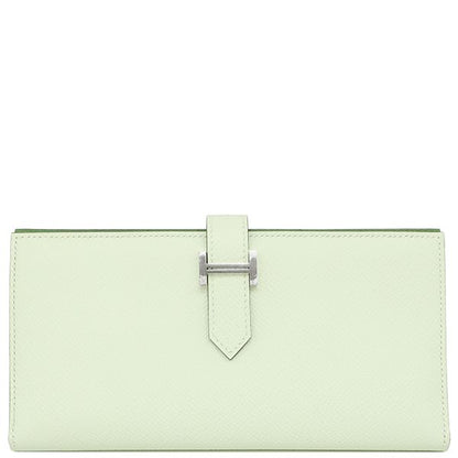 Hermes Long Wallet Bearn Souffle Verso Vaux Epson Vert Fizz X Vert Yucca Silver