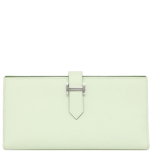 Hermes Long Wallet Bearn Souffle Verso Vaux Epson Vert Fizz X Vert Yucca Silver