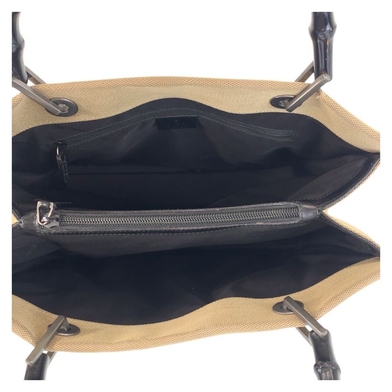 Gucci Bamboo Beige Gunmetal Hardware Canvas/bamboo 002 1010 Handbag Tote Bag