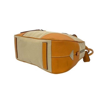 Prada Triangle Logo Canvas Leather Tote — view 8