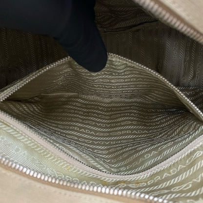 Prada Triangle Logo Canvas Leather Tote — view 10