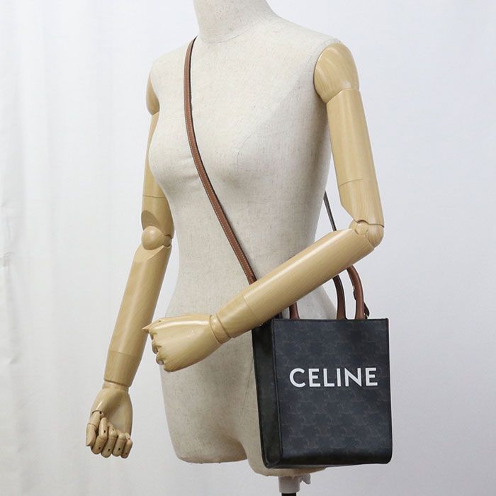 Celine Mini Vertical Cabas Triomphe Canvas Handbag Triomphe Canvas Leather Women
