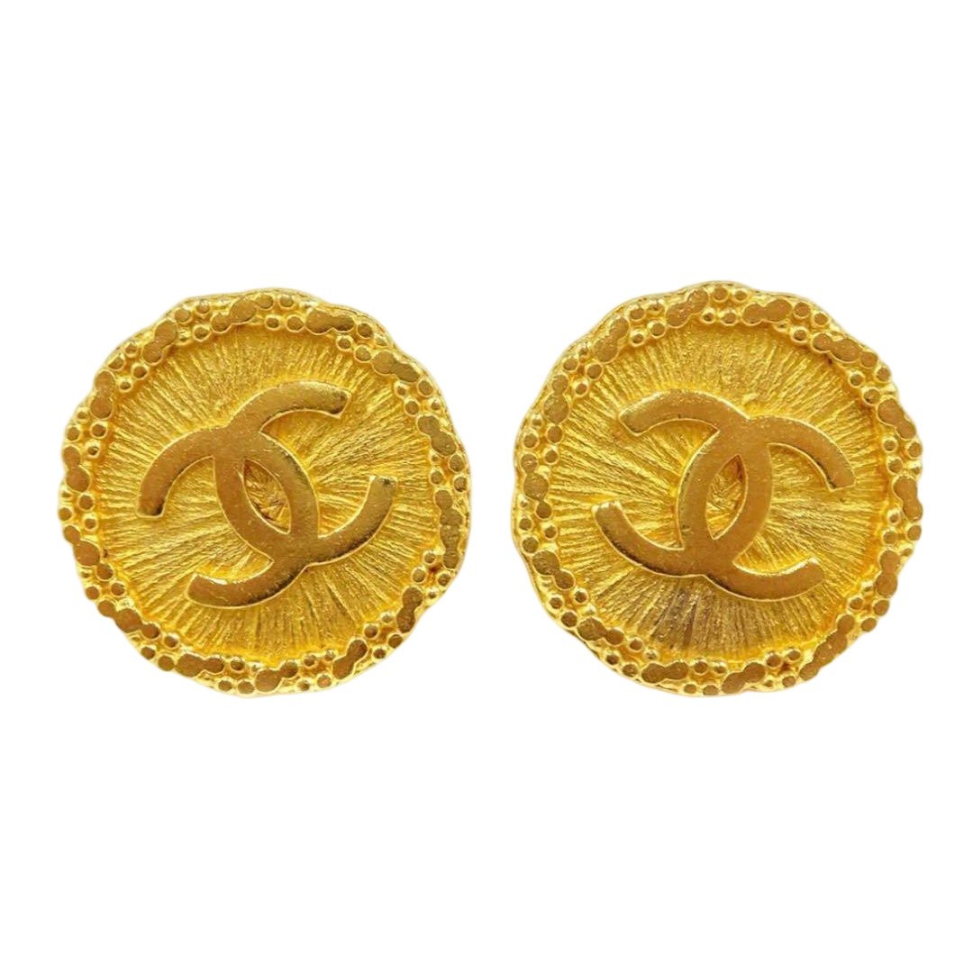 Chanel CC Logo Round Earrings