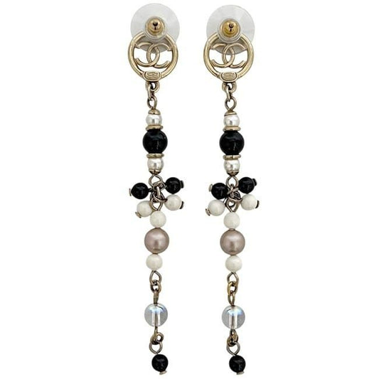 Chanel Swing Earrings Gold Black White Multicolor