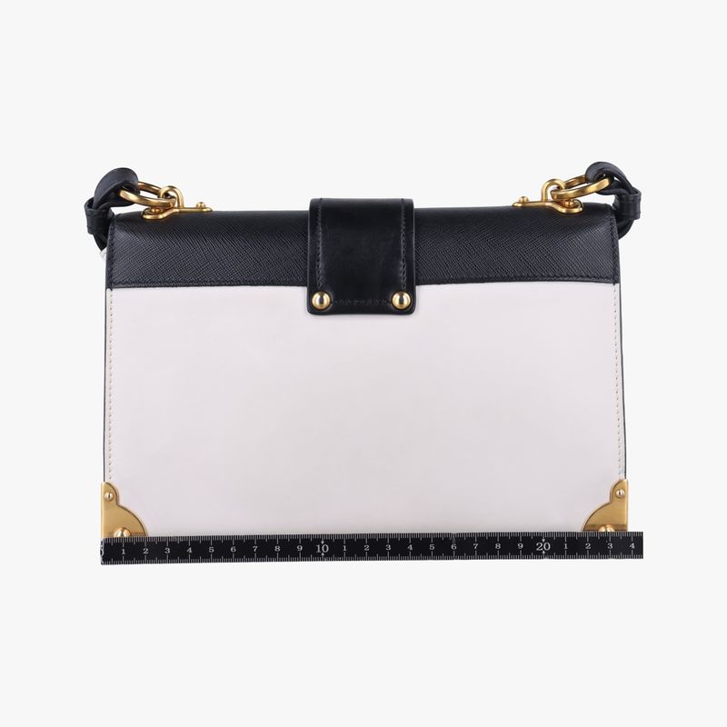Prada Cahier Black And White Leather X Saffiano Leather 1bd04525 L
