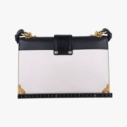 Prada Cahier Black And White Leather X Saffiano Leather 1bd04525 L