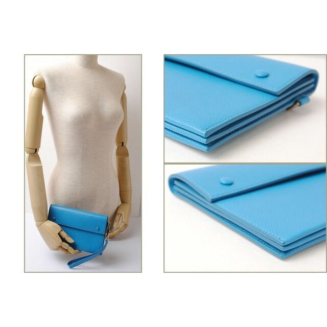 Celine Clutch Pouch Evening Bag Calf Light Blue — view 2