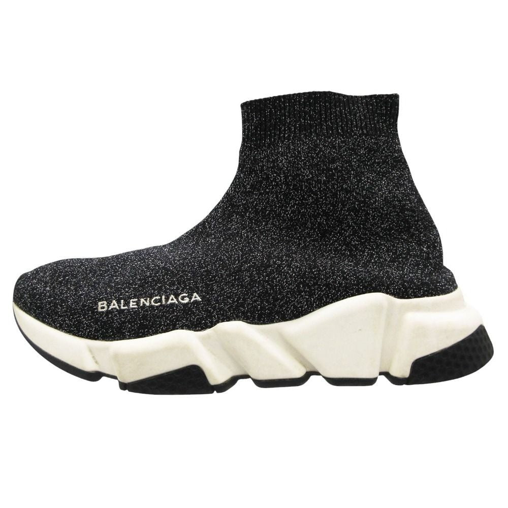 Balenciaga Sneakers Speed Sweatshirt Lame Knit Shoes 37 Black 23.5 cm