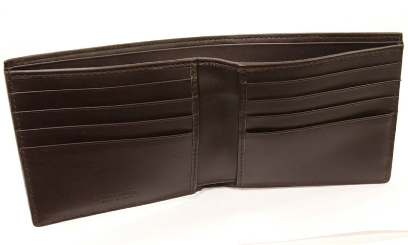 Bottega Veneta Bifold Billfold Without Coin Purse Intrecciato Calf Dark Brown