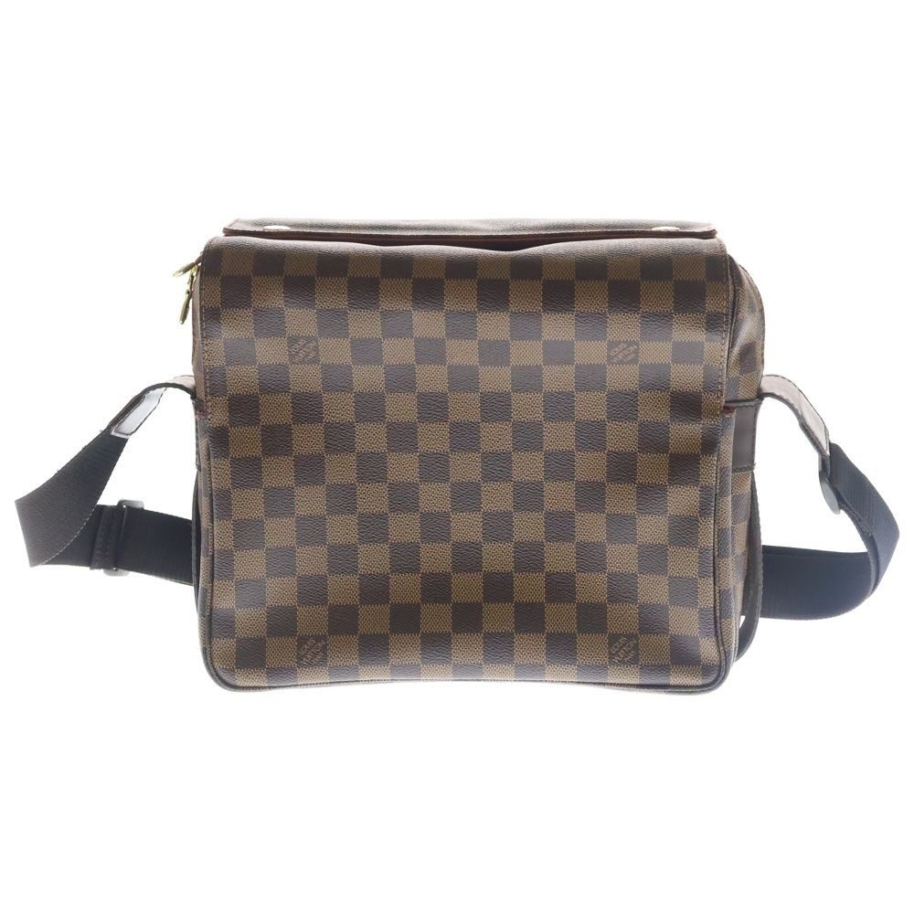 Louis Vuitton Damier Naviglio Shoulder Bag Brown Leather Gold