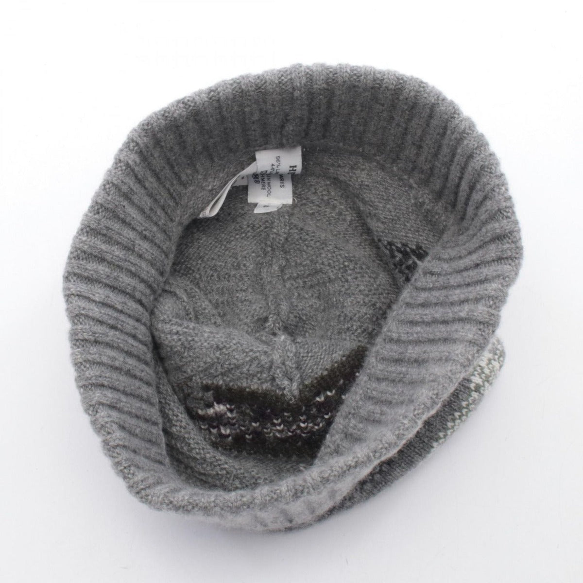 Hermes Knit Cap Button S Gray Wool — view 3
